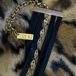 Luv Aj Leather & gold choker